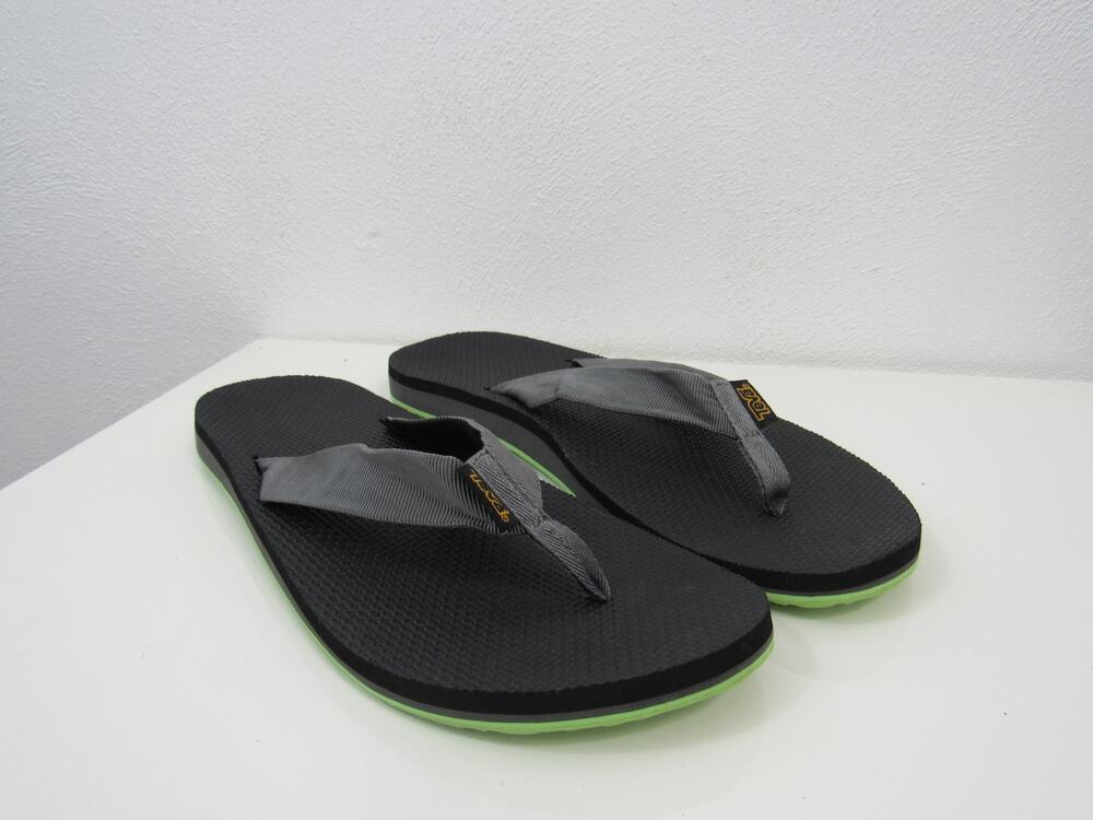 Teva USA 13 Men's Original Flips Black Neon Green Yellow Gray Flip Flop Sandals